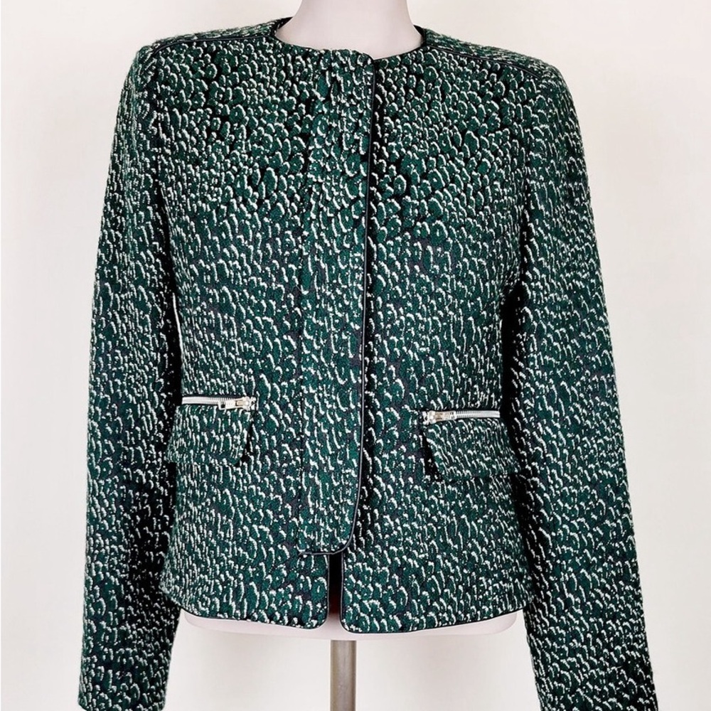 Helene London tweed pattern zipper pockets  blazer /Patterned Women's Jacket